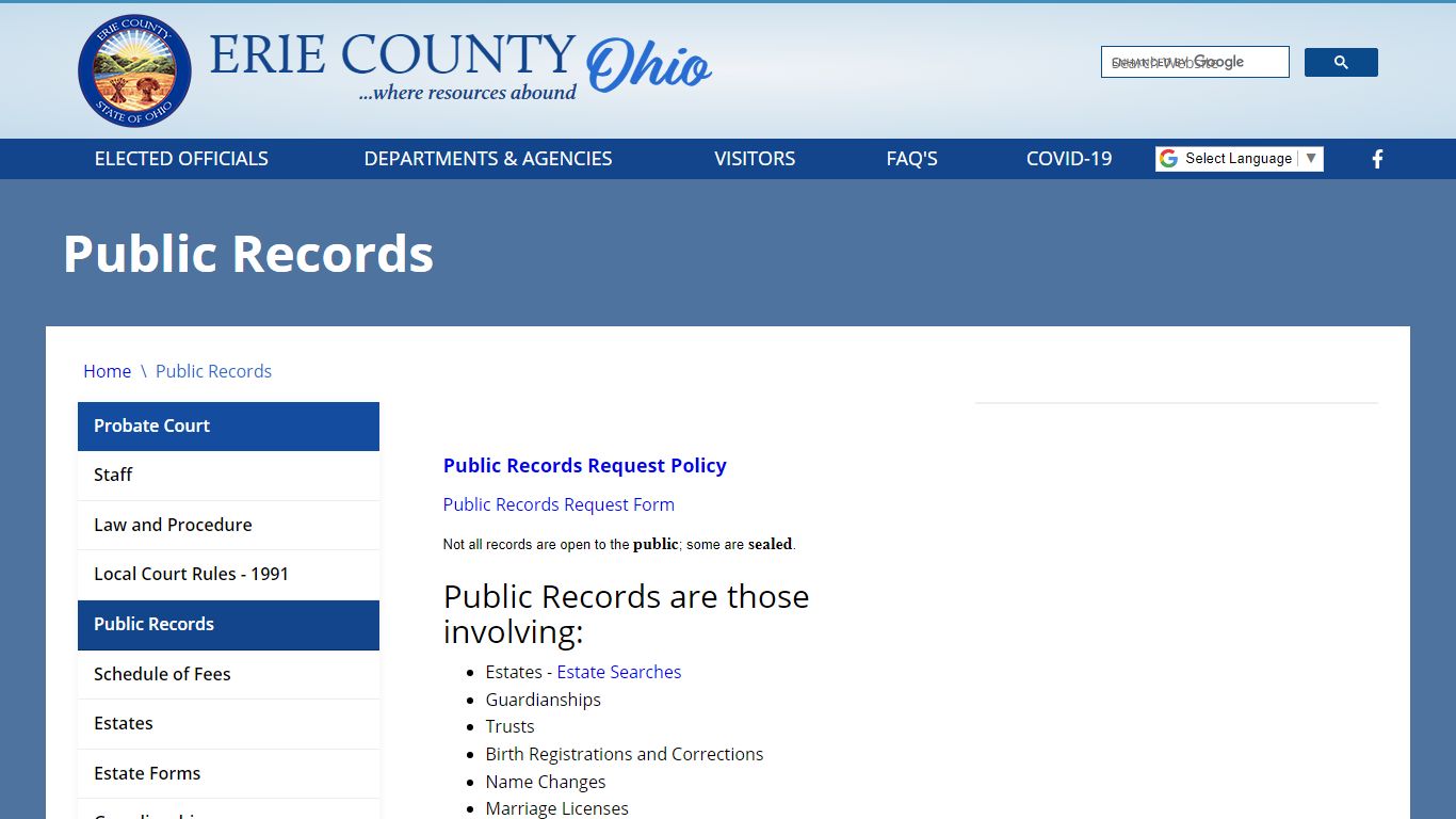 Public Records - Erie County